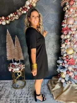 Black V Neck Sweater Dress 6 Black V Neck Sweater Dress -Fashion Clothing Store d4bc096b3b5ab29c2afee007bd439e77