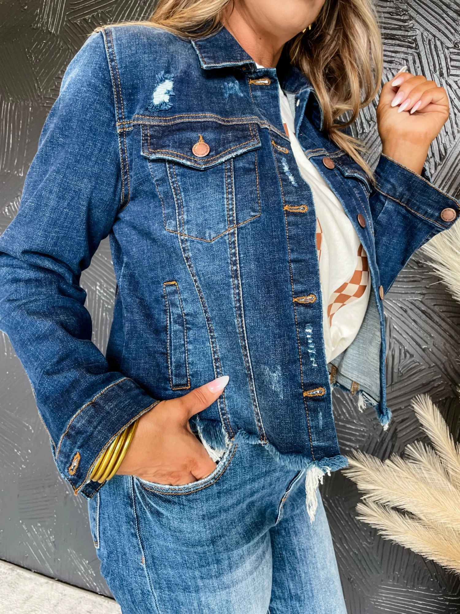 Now Or Never Frayed Hem Washed Jacket 3 Now Or Never Frayed Hem Washed Jacket - Image 3