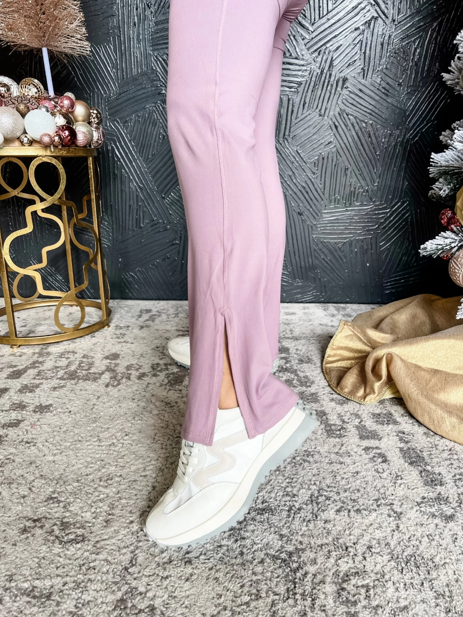Work For It Butter Soft High-Rise V Shape Side Slit Pant- Mauve 2 Work For It Butter Soft High-Rise V Shape Side Slit Pant- Mauve - Image 2