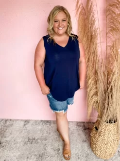 Good Days Ahead Hi Low Tank- Navy