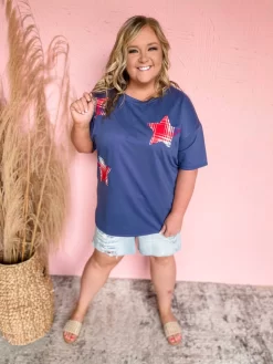 Vintage Plaid Star Patchwork Top- Denim Blue 9 Vintage Plaid Star Patchwork Top- Denim Blue -Fashion Clothing Store dc6ace8d95735b31f906a2ae7b36ebb8 scaled