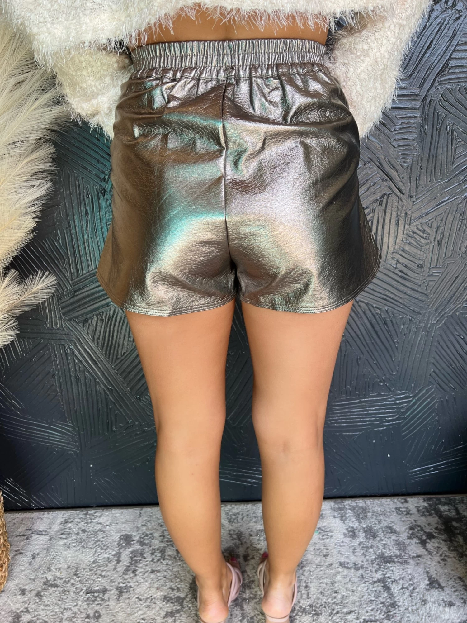 Feels So Right Metallic Shorts- Gunmetal 3 Feels So Right Metallic Shorts- Gunmetal - Image 3