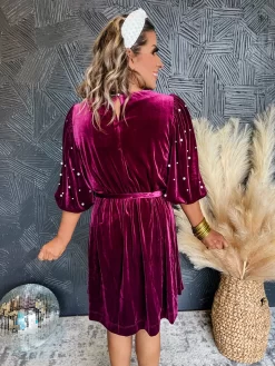 Worth The Wait Velvet Dress With Pearl Balloon Sleeve- Plum -Fashion Clothing Store e14b2d67b53fb5459dafb473436e6a17 scaled