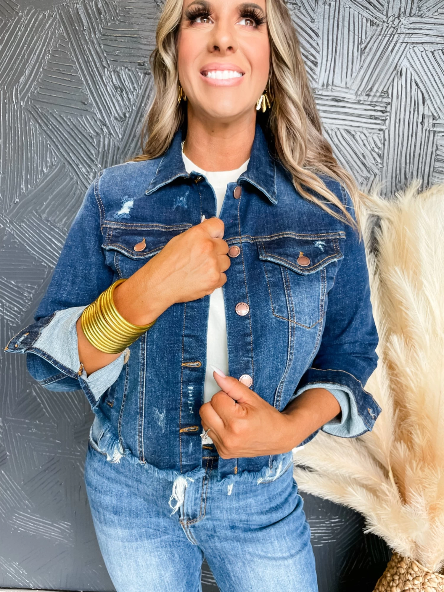 Now Or Never Frayed Hem Washed Jacket 2 Now Or Never Frayed Hem Washed Jacket - Image 2