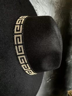 Ella Beaded Greek Key Band Felt Hat- Black