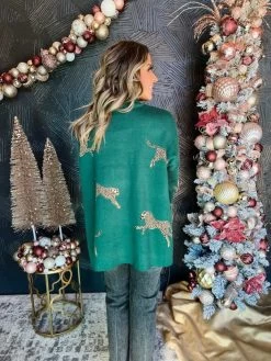 Wild Cheetah Mock Neck Side Slit Sweater- Green 6 Wild Cheetah Mock Neck Side Slit Sweater- Green -Fashion Clothing Store e6ff9dae8395f89ecb102108c611133f