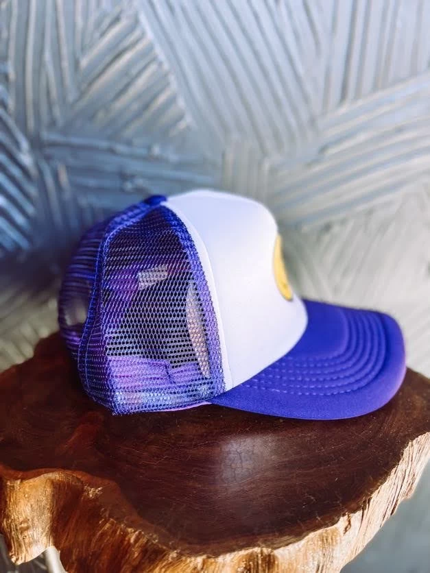 Happy Face Trucker Cap- Purple 3 Happy Face Trucker Cap- Purple - Image 3