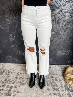 Can't Handle Me Distressed Jeans- Cream