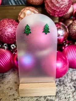 Green Christmas Tree Studs