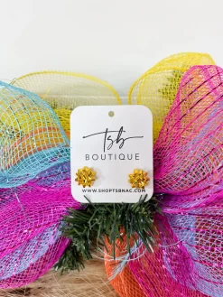 Yellow Christmas Bow Studs