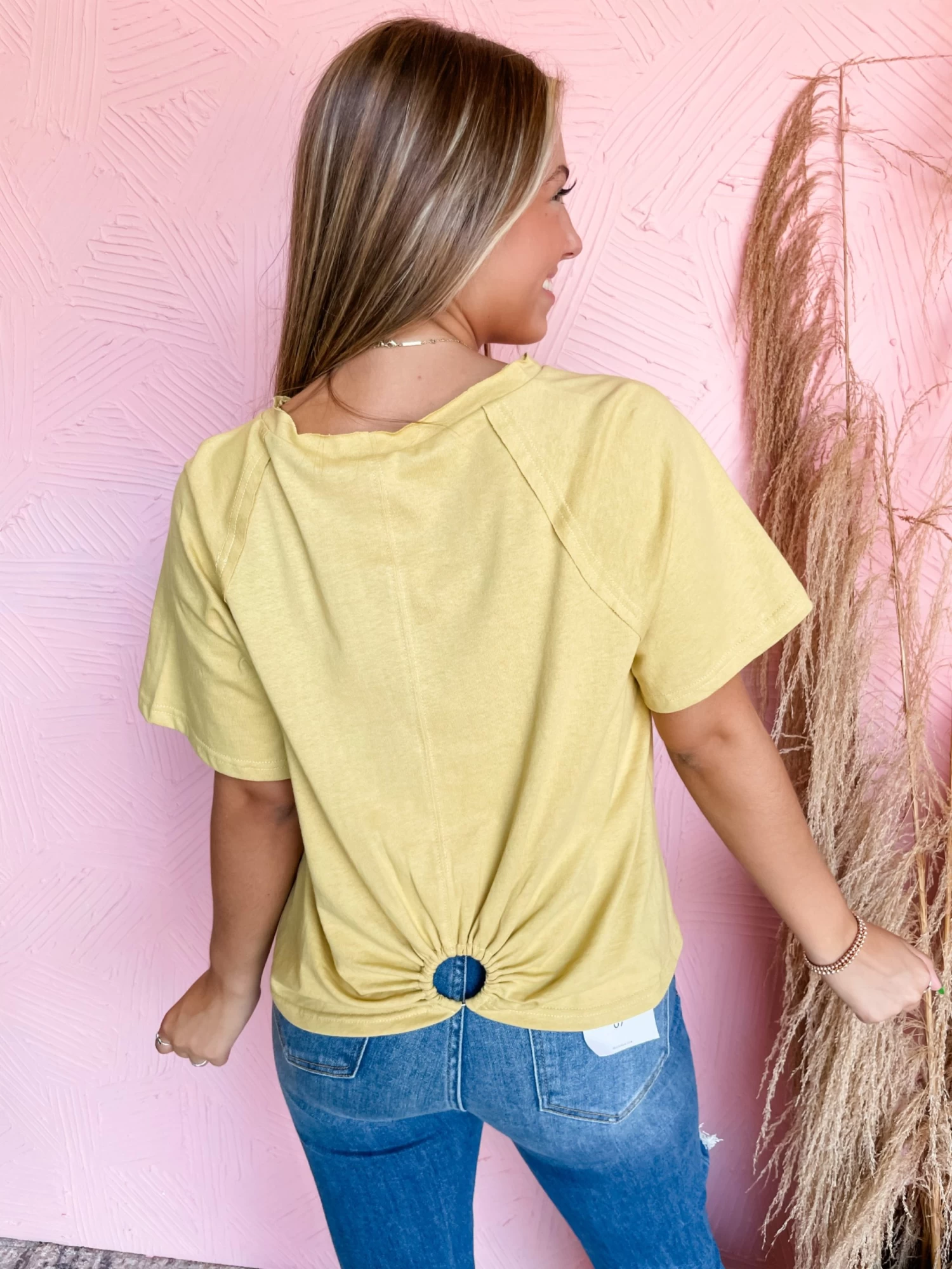 Top Notch Round Neck O-Ring Top- Light Mustard 6 Top Notch Round Neck O-Ring Top- Light Mustard - Image 6