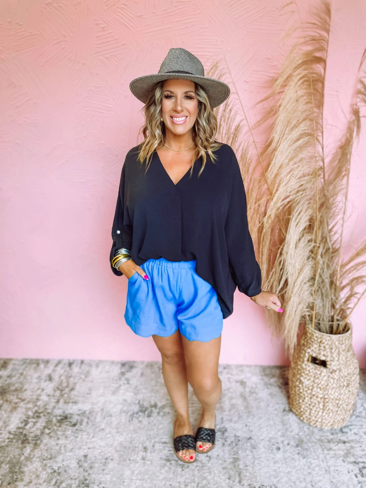 On The Edge Scallop Shorts- Cobalt 2 On The Edge Scallop Shorts- Cobalt - Image 2