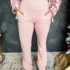 Errands To Run High-Rise Bell Bottom Pants- Pink