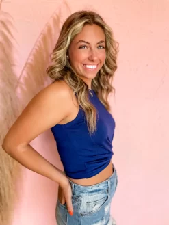 Formed To You Twist Crop Top- Lt Navy -Fashion Clothing Store fc5f7e2ecef1d71de0c6d49a147debfb scaled