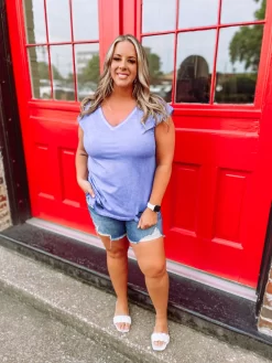 Chyler Garment Dyed V Neck Top