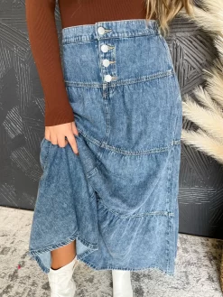 Call Home High Rise Denim Skirt